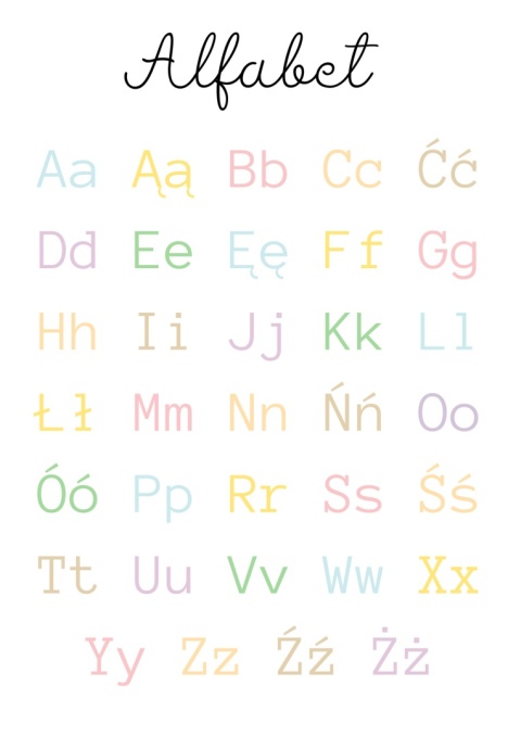 kolorowy alfabet, literki na białym tle